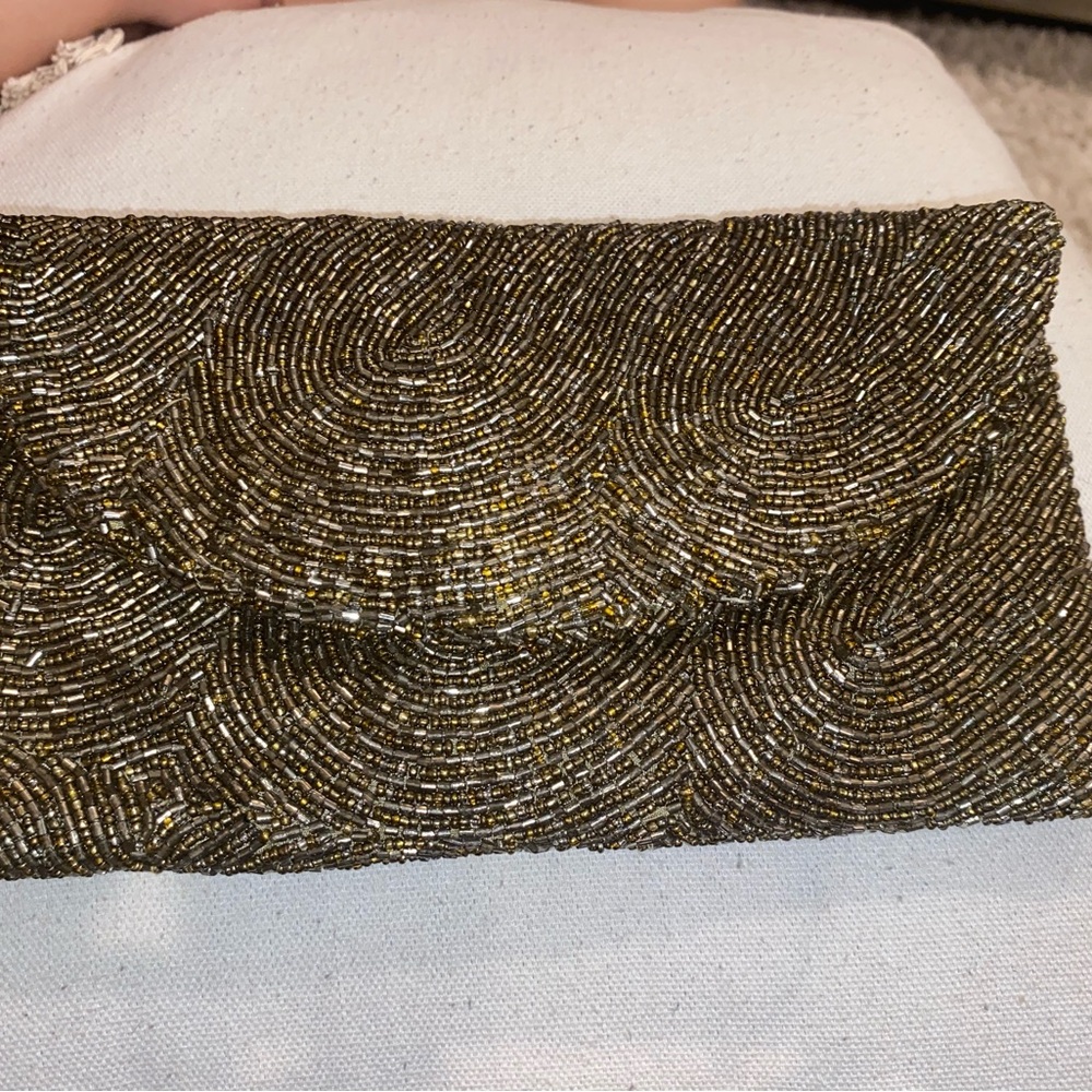 Beaded Evening Clutch - Metallic Gold